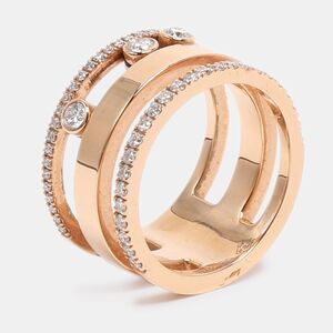 Messika Move Romane Diamonds 18K Rose Gold Ring Size 52